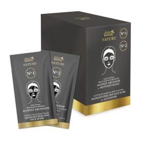   Golden GREEN Nature Aktív Szenes Mélytisztító Lehúzható Arcmaszk Aktiváló Oldattal Kínálóban 10 db