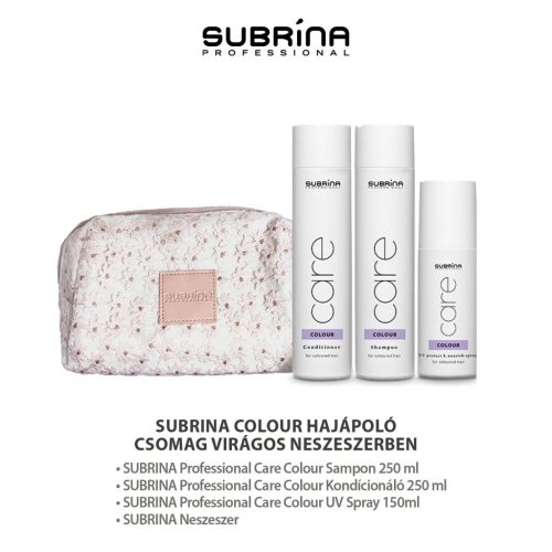 SUBRINA Care Colour Hajápoló Csomag Virágos Neszeszerbe, Sampon+Kondicionáló+Spray